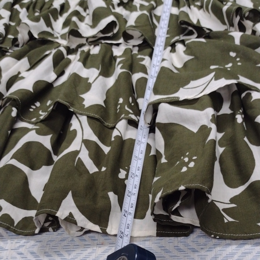 J. Crew Olive and White Floral Maxi Dress Formal Event, Bohemian, Boho. - Picture 10 of 12